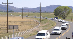 Hearses carrying the bodies of Granite Mountain Hotshots passes through Peeples Valley. Photo By John Dougherty